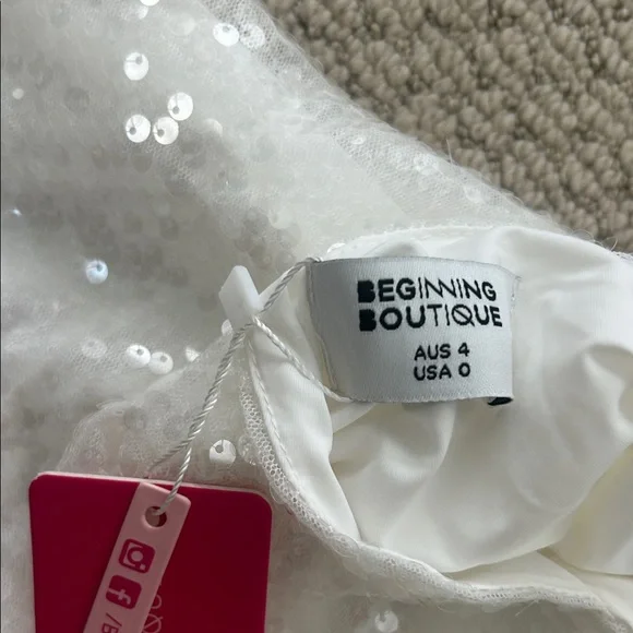 Beginning Boutique White Sequin Mini Dress - Picture 5 of 7